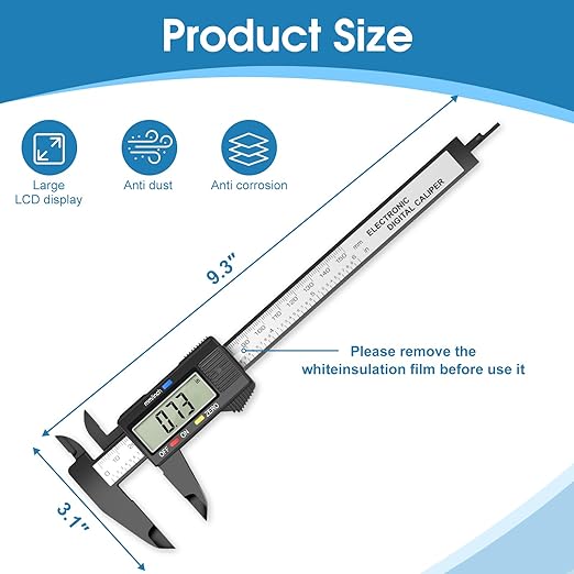 Digital Caliper Calipers Measuring Tool, 0-6inches Electronic Caliper with Premium Large LCD Screen, Inch and Millimeter Convert, Auto-Off Feature, High Precision and Clear Display, HnoaTovy