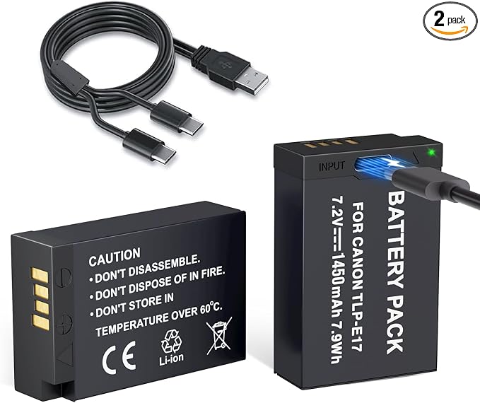LP LP-E17 Battery 2-Pack 1450mah USB-C Charging Port Battery by LP