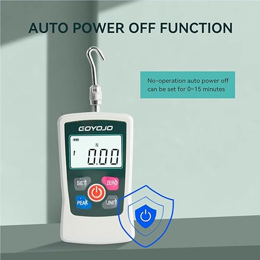 GOYOJO Digital Force Gauge High-Precision Push-Pull Meter for Tension & Compression Testing Units (N, kg, lb, oz) Real-Time/Peak/First Peak Modes Ideal for Quality Control & Material Testing (2N)