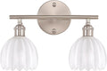 Shenmoyl Bathroom Light Fixtures, 2-Light Vanity Wall Light Over Mirror with White Tulip Glass Shade for Bedroom Living Room (Bulb Not Included), Satin Nickel