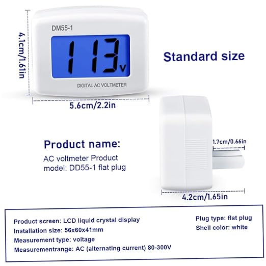 Voltage Test Monitor, 3PCS Digital Volt Meter Voltage Tester Gauge Meter Measuring Panel DM55-1 AC 80-300V LCD Display for Home