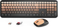 HotFox Wireless Keyboard and Mouse Combo, Full-Size Retro Typewriter Keyboard with Round Keycaps, Ergonomic Design for Windows PC, Home and Office Use -Red