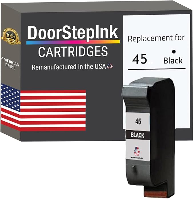 DoorStepInk 45 Black Remanufactured Ink Cartridge Replacement for HP 45 (51645A) - Compatible with HP 110/120/140/150/160/170 - High Yield 1-Pack