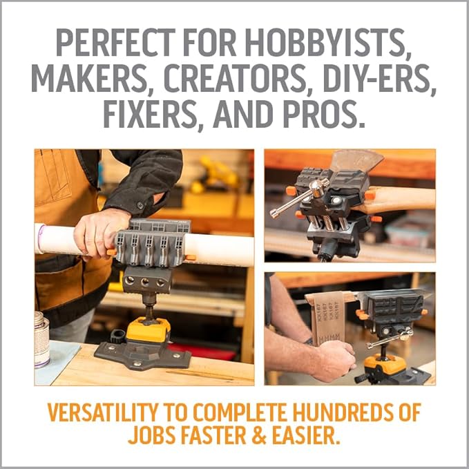360° Rotating Bench Vise with 5" Jaw Pads - Versatile Woodworking & Pipe Vise for Home Improvement Projects - Compatible with Work Table Workbenches & IQ Connect Accessories