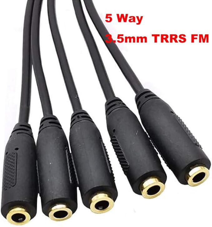 Kework 12 Inch 1/8” 3.5mm TRRS Splitter Audio Cable, 1 Male to 5 Female 3.5mm Plug Extender Headphone Cable, 3.5mm 4 Pole Stereo Jack Extension Adapter Headset Aux Cable, Support MIC