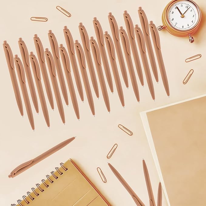 Aozora Pens Bulk 30 Pack Click Pens No Bleed Wholesale Retractable Ballpoint Pens Medium Point,Smooth Ink Pens for Journaling School Office Supplies 1.0MM (Brown Ink)
