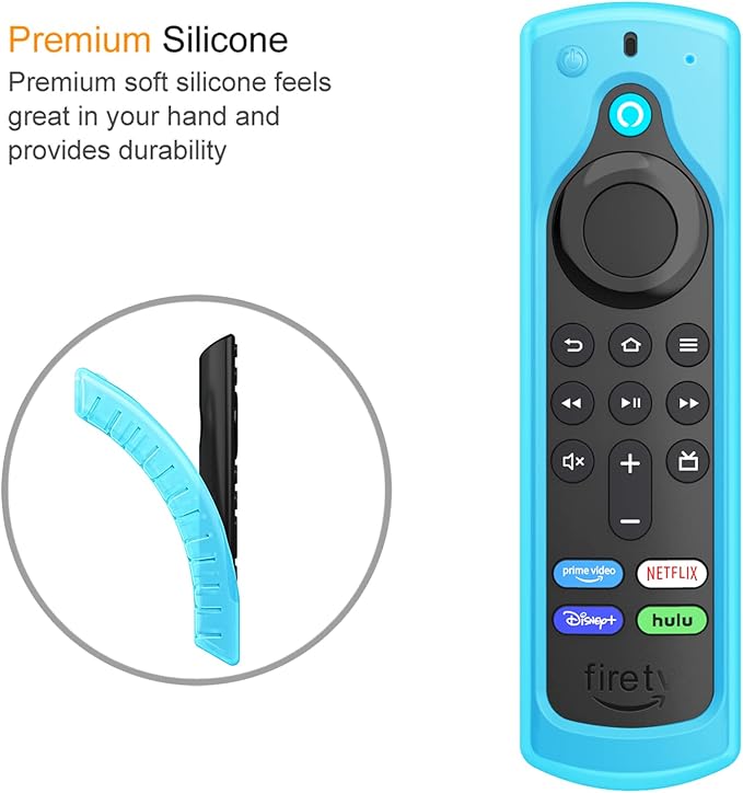 CaseBot Remote Case for Fire TV Stick HD/4K/4K Max (1st Gen)/Fire TV Stick (3rd Gen)/Lite - Anti-Slip Shockproof Silicone Cover for Alexa Voice Remote (2nd & 3rd Generation) (Blue Glow)