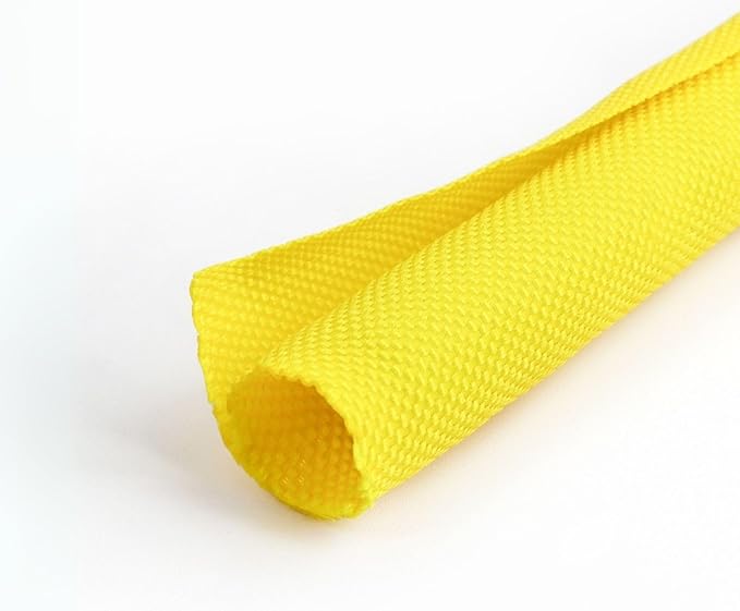 HOLED 5/8 inch Split Braided Cable Management Sleeve for USB Cable Power Cord Audio Video Cable, Wire Loom Cord Protector from Cat Dog Chewing (Yellow, 25FT)
