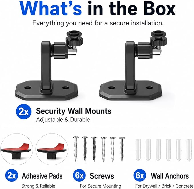 2Pack Adhesive Wall Mount Adjustable Security Wall Mount Bracket - Image 7