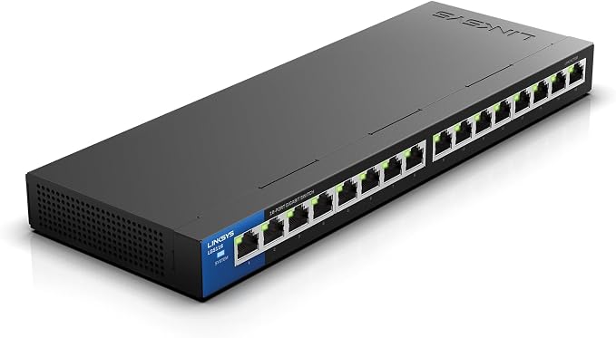 Linksys LGS116P 16 Port Gigabit Unmanaged Network PoE Switch by Linksys