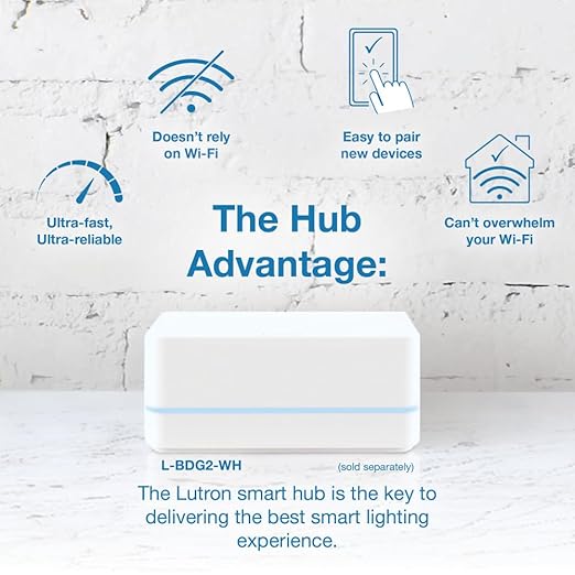 Lutron Diva Smart Dimmer Light Switch for Caseta Lighting (Lutron Smart Hub Required), for LED Lights, 150W, Single-Pole/3-Way, No Neutral, Light Almond (DVRF-6L-LA)