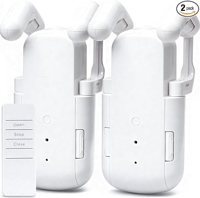 Tripvyantic Automatic Curtain Opener Smart Motorized: 2-Pack Heavy Duty 20KG Load Electric Curtain Robot with Remote for Bedroom Living Room│6-Month Battery for Home/Office/Nursery│No WiFi Needed