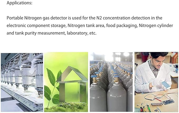ATO Portable Nitrogen Gas Leak Detector 0 to 100% Vol, N2 Gas Monitor with Sound and Light Alarm