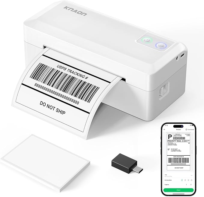 KNAON Shipping Thermal Label Printer, 4x6 Portable Label Printer, Support iPhone by KNAON