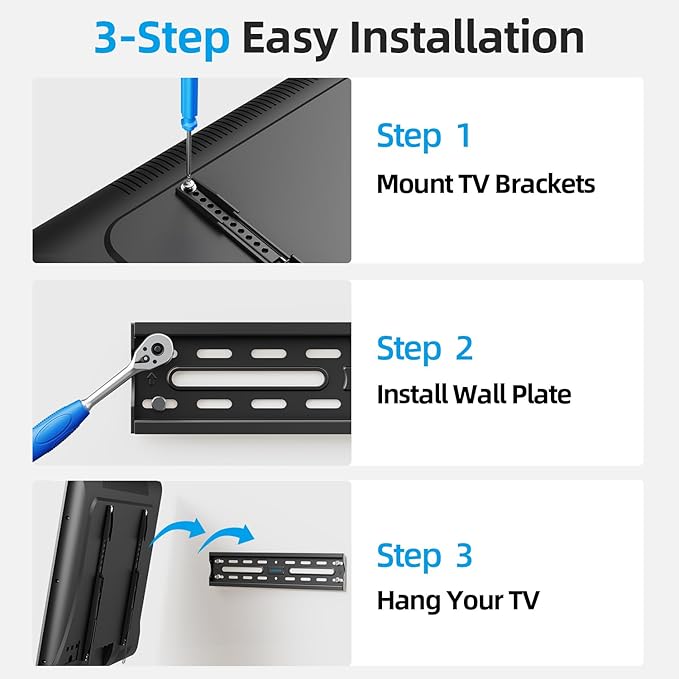 Fixed TV Wall Mount for Most 26-60 Inch Screen, Low Profile TV Mount with Quick Release Lock, Ultra Slim Wall Mount Bracket, Max VESA 400x400mm, Holds up to 99 lbs, up to 16”Wood Studs by USX STAR