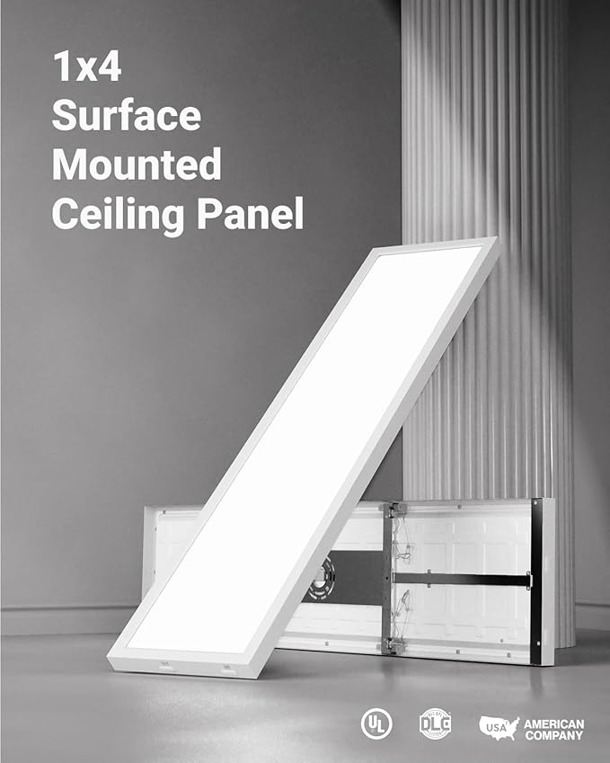Sunco 1x4 LED Flat Panel Light Fixture 50W Selectable Brightness 3750/5000/5700LM Selectable Color Temperature 3500K/4000K/5000K 0-10V Dimming Matte White Drop Ceiling Office Lights ETL 2 Pack
