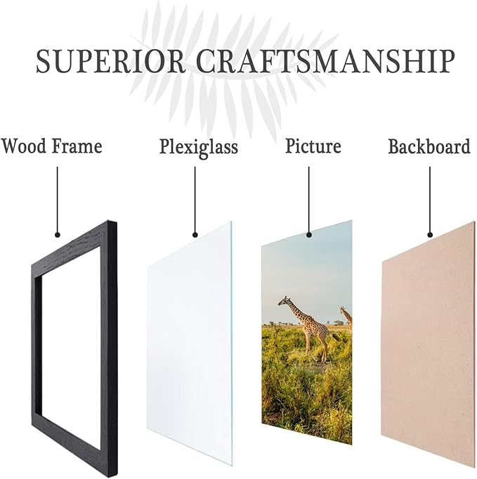 TKYGU 12x24 Picture Frame Set of 5,Wooden Frame 12x24 Wall Gallery Poster Photo frame Black with Durable Shatter Resistant Plexiglass for Wall Mounting 12 by 24 Photos Posters frame -wedding best gift