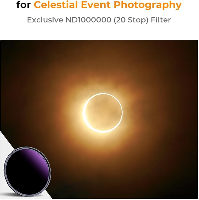 K&F CONCEPT 82mm ND1000000 ND Lens Filter Solar Eclipse Neutral Density Camera - Image 2