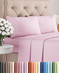 Full Size 4 Piece Sheet Set - Comfy Breathable & Cooling Bed Sheets Set - Hotel Luxury Bedding for Women, Men, Kids, Teens, Boys & Girls - Deep Pockets, Soft and Wrinkle Free - Oeko-Tex - Light Pink
