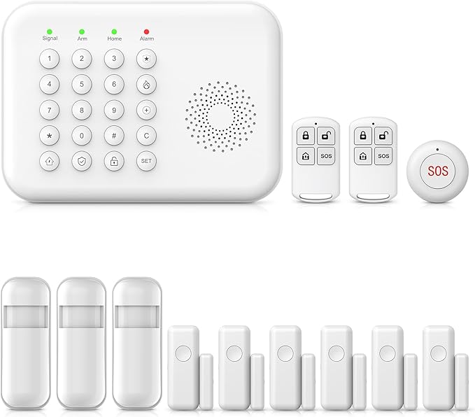 PGST Wireless Alarm System,Smart GSM 4G Home Security System with Door/Motion Sensors,Tuya APP Alerts,Compatible with Alexa&Google Assistant for Home,Villa,Apartment,Kids Safety,Pets