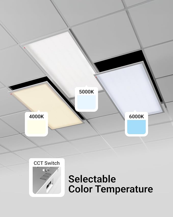 Sunco 24 Pack 2x4 LED Flat Panel Light Drop Ceiling Office Fixture with Emergency Battery Backup, 90 Minute Duration, 7760 LM, Selectable Features, 40/50/60W, 4000/5000/6000K, Dimmable (0-10V) ETL.