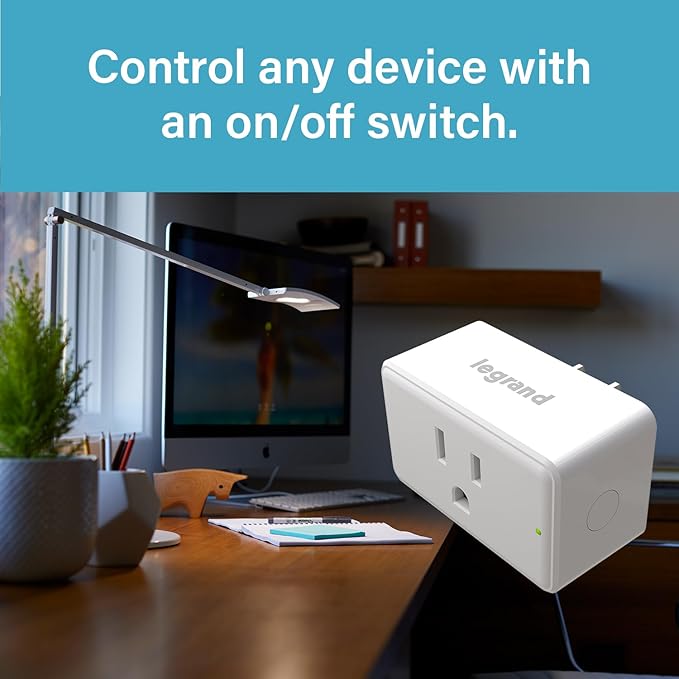 Legrand Radiant® Wi-Fi Matter Smart Plug Matter Hub Required 15A, Easy Setup, Enhanced Compatibility with Apple HomeKit, Google Home, Alexa & SmartThings, Easy Wi-Fi Connectivity w/ Matter (1 Pack)