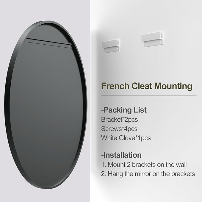 20 Inch Matte Black Round Mirror, Round Bathroom Vanity Mirror wilth Metal Frame, Black Circle Mirror for Wall Entryway Hallway Home Decor, Anti-Rust, Shatterproof