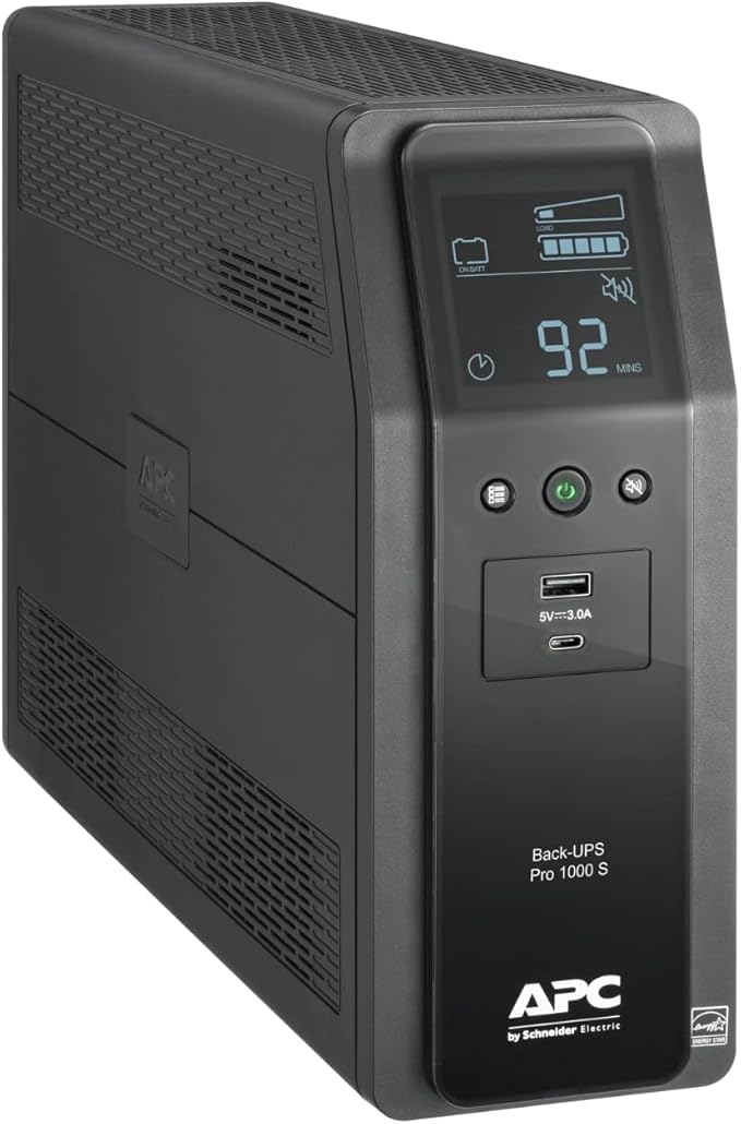 APC UPS Back-UPS Pro, 1000VA Sinewave UPS Battery Backup & Surge Protector, LCD, AVR, BR1000MS
