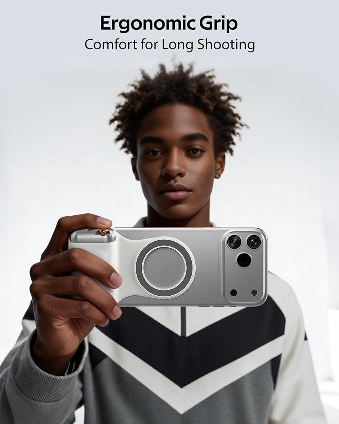 Magnetic Phone Camera Grip, Phone Selfie Grip + Selfie Light - Image 6