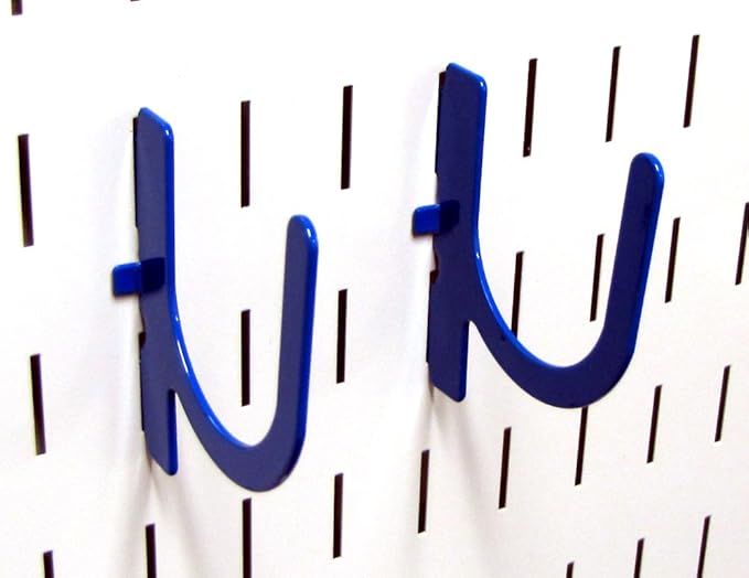 Wall Control Pegboard Accessory U-Shaped Slotted Metal Hook Blue (Pack of 2)