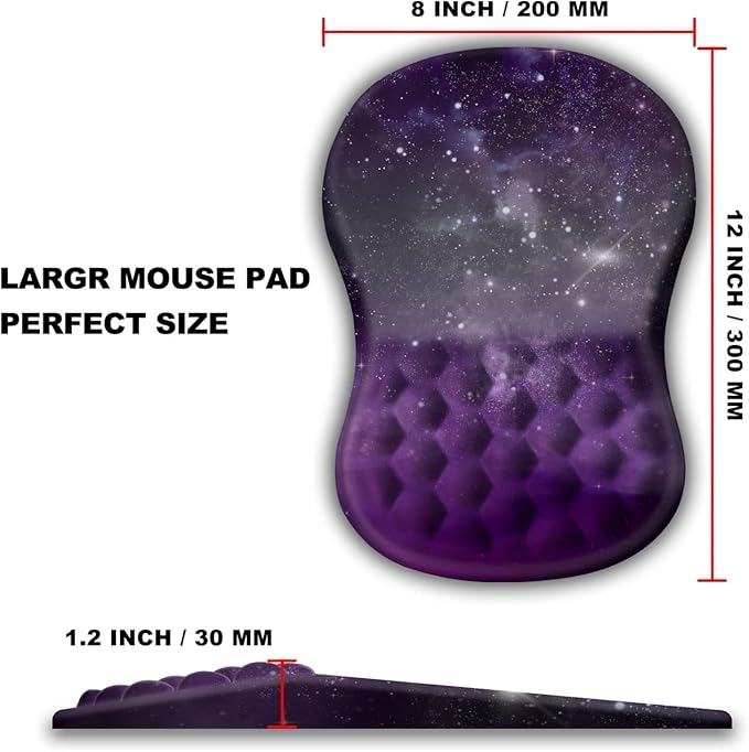 KUOSGM Mouse Pad Wrist Support, Ergonomic Mouse Pad with Massage Dot, Comfortable Computer Mouse Pad for Laptop, Wrist Rest Pain Relief Mousepad with Non-Slip PU Base for Office & Home, 12 x 8 in