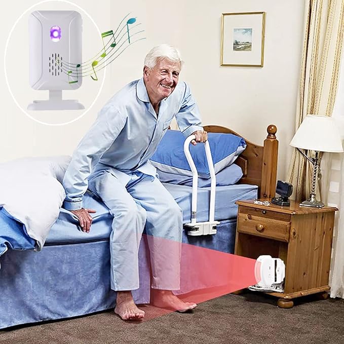 Evernary Upgraded Bed Sensor Alarm and Fall Prevention for Elderly Adults, Wireless Motion Detector for Seniors Caregiver Motion Sensor Alarm Indoor for Dementia