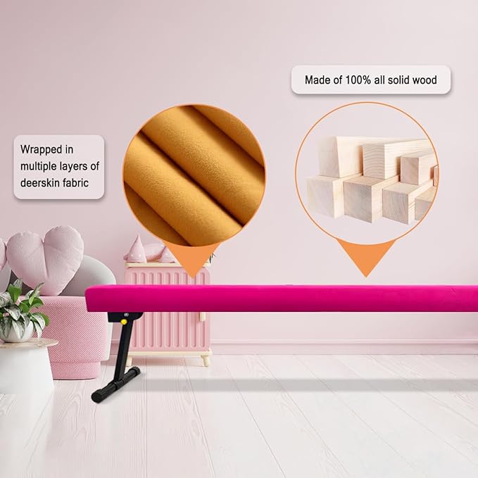 Wesky Adjustable Balance Beam,High and Low Floor Beam Gymnastics Equipment,Professional Gymnastics Beam for Kids Home Training with Foldable Legs