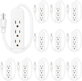 Copkim 20 Pack 3 Outlet Power Strip Extension Cord with Flat Plug Mini Cord 3 Ground Heavy Duty Mountable Outlets Strip for Computer Phone Home Office (1 ft,White)
