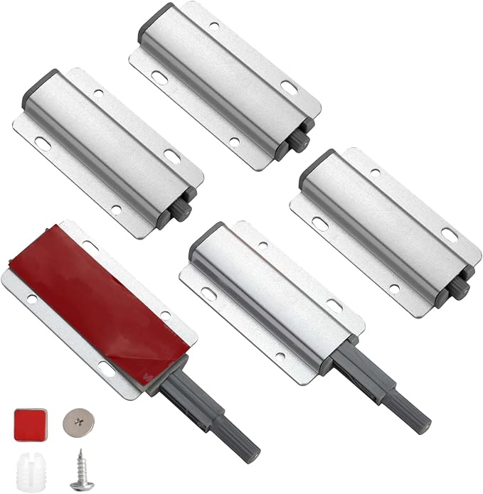 Push to Open Door Latch, 5 Pack Magnetic Push Latches,Adhesive Heavy Duty Touch Latch Hardware for Push to Open, Magnetic Door Catch for Cabinet Drawer Wardrobe Kitchen Door