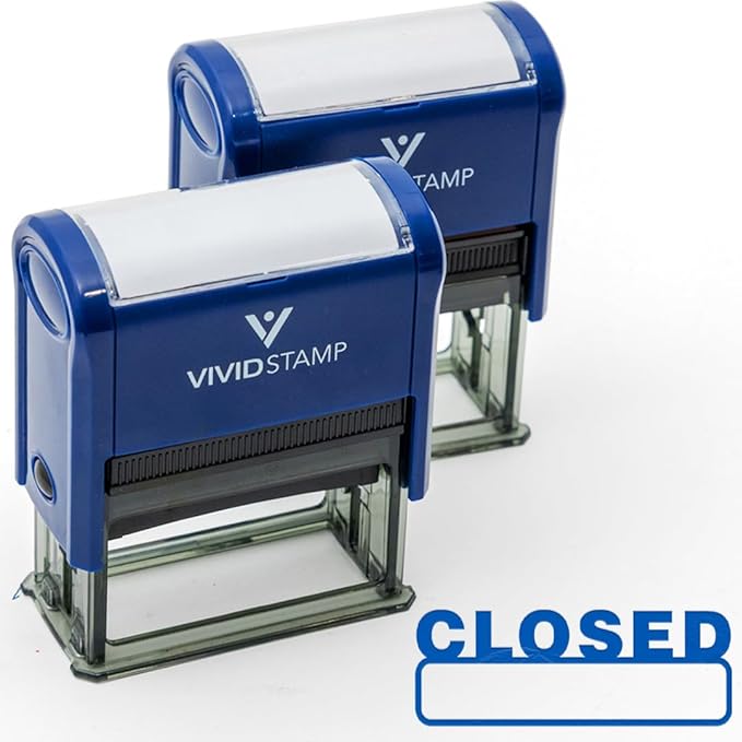 Basic Closed Self Inking Rubber Stamp (Blue Ink) - Medium 2 Pack