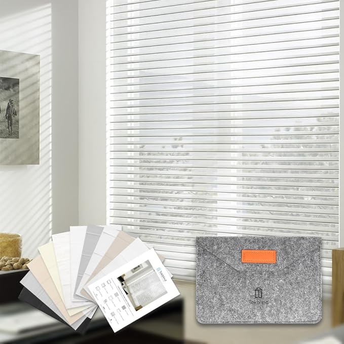 Tokblind Motorized Sheer Shade with Remote Control, Electric Roller Blinds Compatible with Alexa via Hub, Rechargeable Smart Window Shade (Multicolor Sheer Fabric Samples)