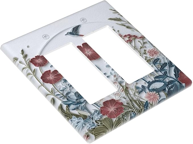 Bvtewkhz Wildflowers Flowers Floral Plants 2 Gang Double Rocker Wall Plate Cover Decorative Light Switch Covers Electrical Faceplate Switch Plates for Bathroom Kitchen Home