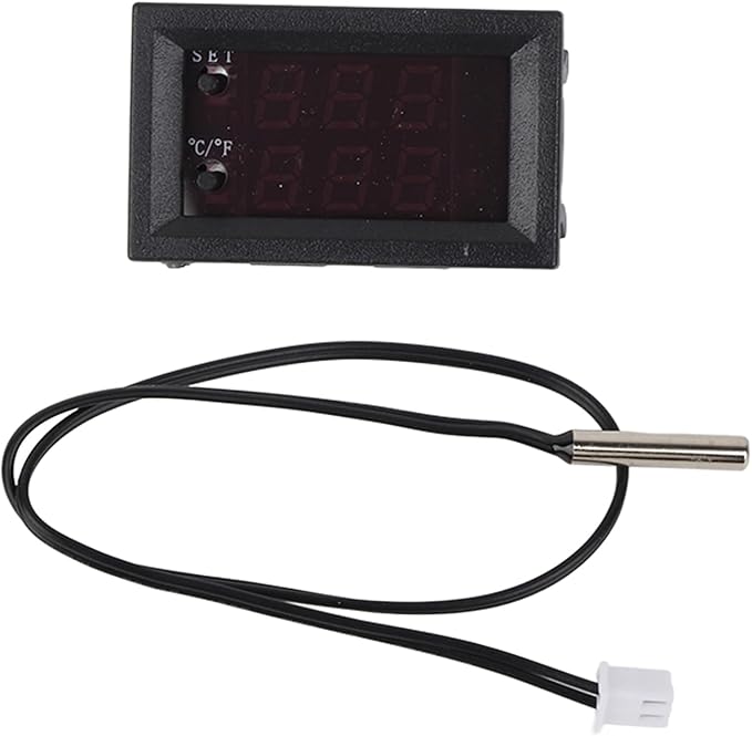Fayelume Temperature Controller, Digital Display DC 12V Thermostat, -50 to 110 Celsius Programmable Temperature Sensor for Home, Heater, Equipment Case
