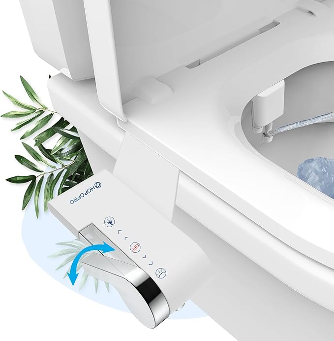 HOPOPRO Bidet Attachment for Toilet, Non-Electric Bidet Ultra-Slim Dual Nozzle (Feminine/Rear Wash), Cold Water Bidets Sprayer for Existing Toilets with Adjustable Pressure Control 1-Min Install
