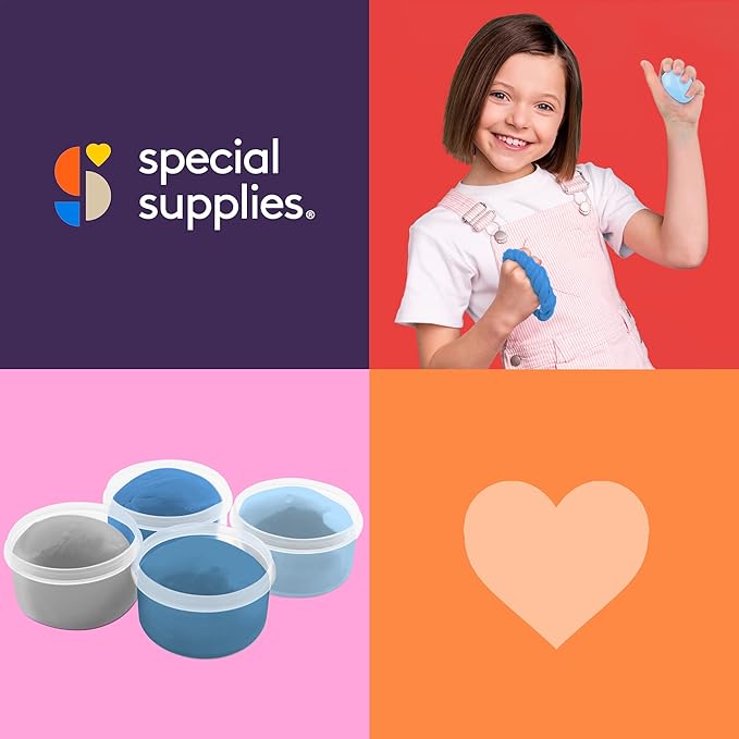 Special Supplies Therapy Putty for Kids and Adults - Resistive Hand Exercise Stress Relief Therapy Putty Kit, Set of 4 Strengths, Three Ounces of Each Putty (Ocean Colors)
