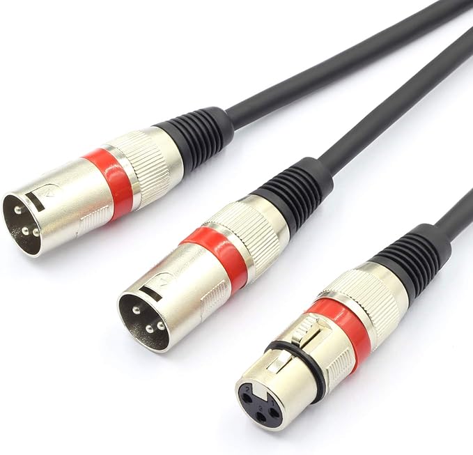 SiYear XLR Splitter Cable - XLR Female to Dual Male 3 Pin Patch Y Cable Balanced Microphone Splitter Cord Audio Adapter (50CM)