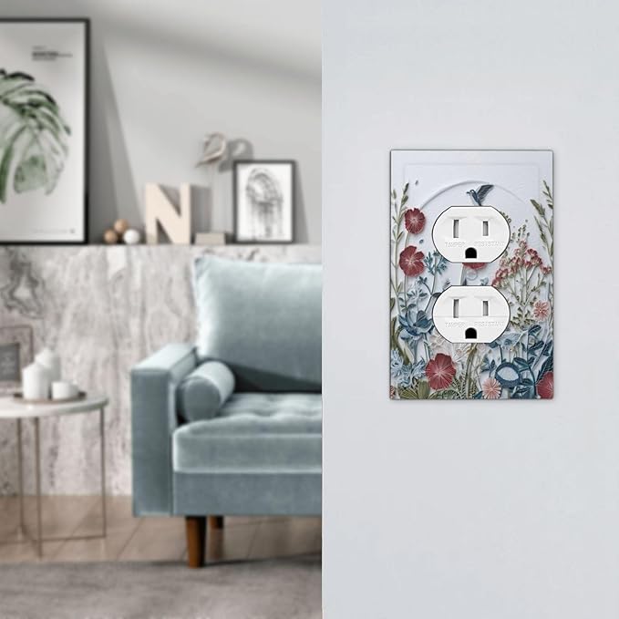 Bvtewkhz Wildflowers Flowers Floral Plants Duplex Outlet Wall Plate Cover Decorative Light Switch Covers Electrical Faceplate Switch Plates for Bathroom Kitchen Home