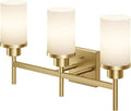 AONEON Bathrom Light Fixtures Modern Gold 3 Vanity Lights Over Mirror, Wall Lamps with White Frosted Glass Shade for Toilet Washroom Bath T001GD-L3