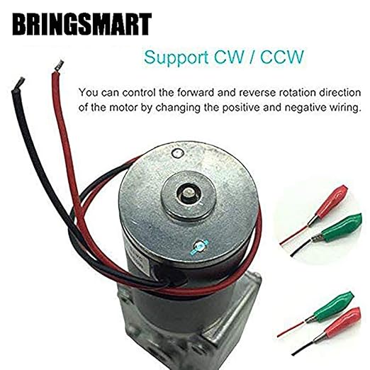 BRINGSMART 12V 12rpm DC Worm Gear Motor 70kg.cm High Torque Self-Locking Reversed Mini Turbine Geared Motor for DIY Robot Rotating Table Door Lock Curtain Machine (12V 12rpm)