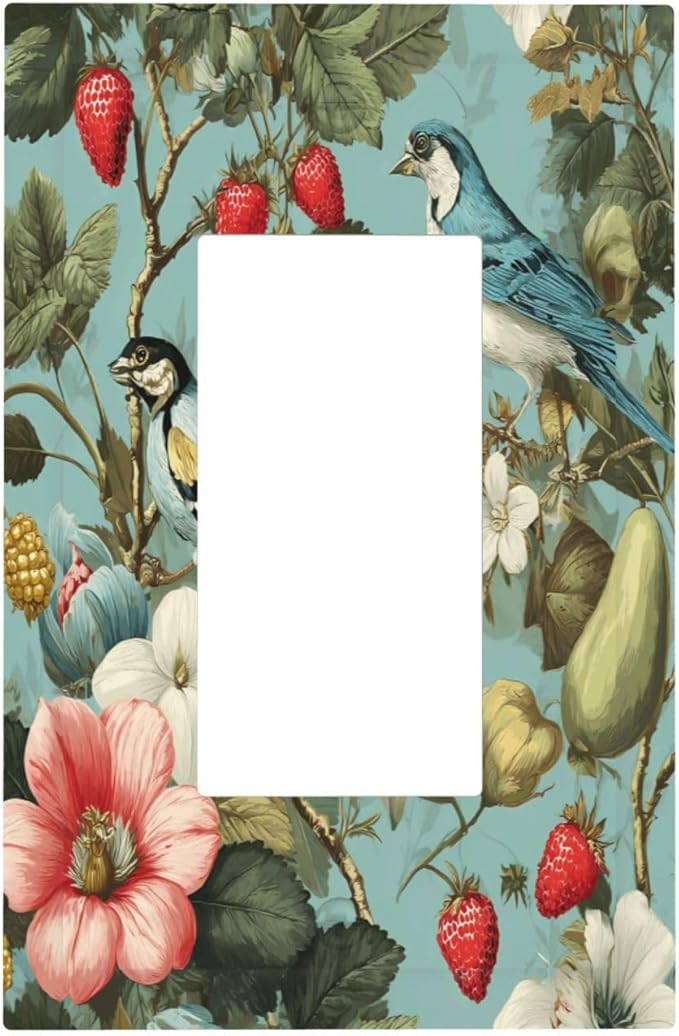 Bvtewkhz William Morris Flower 1 Gang Single Rocker Wall Plate Cover Decorative Light Switch Covers Electrical Faceplate Switch Plates for Bathroom Kitchen Home