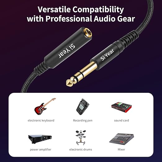 SiYear 1/4" Splitter Cable, 6.35mm TRS to Dual 1/4 inch Female Stereo Y Headphone Splitter Cable for Studio,DJ,Amplifier,Karaoke, Live Sound Systems etc(30cm /2PACK)