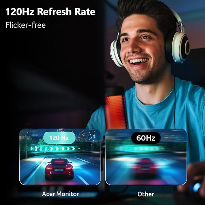 Acer SH242Y G0bih 23.8" IPS Full HD (1920 x 1080) Ultra-Thin Gaming Office Monitor | Adaptive-Sync Support (FreeSync Compatible) | Up to 120Hz Refresh | 1ms (VRB) | Adjustable Stand | HDMI & VGA Ports