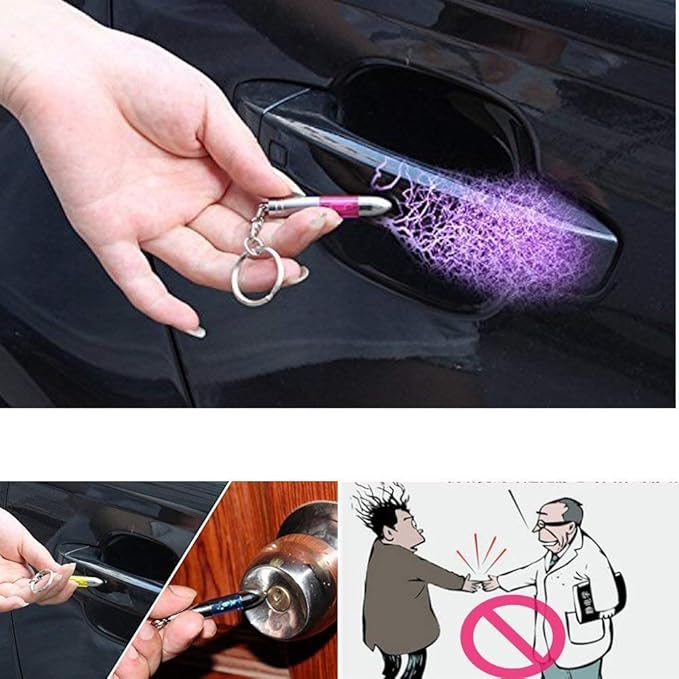 SWEETHOMEDECO 4 Packs Car Static Human Body Static Eliminator Discharger, Silver Tone High Voltage Anti-Static Keychain ESD Tool Sets, Charger 1811