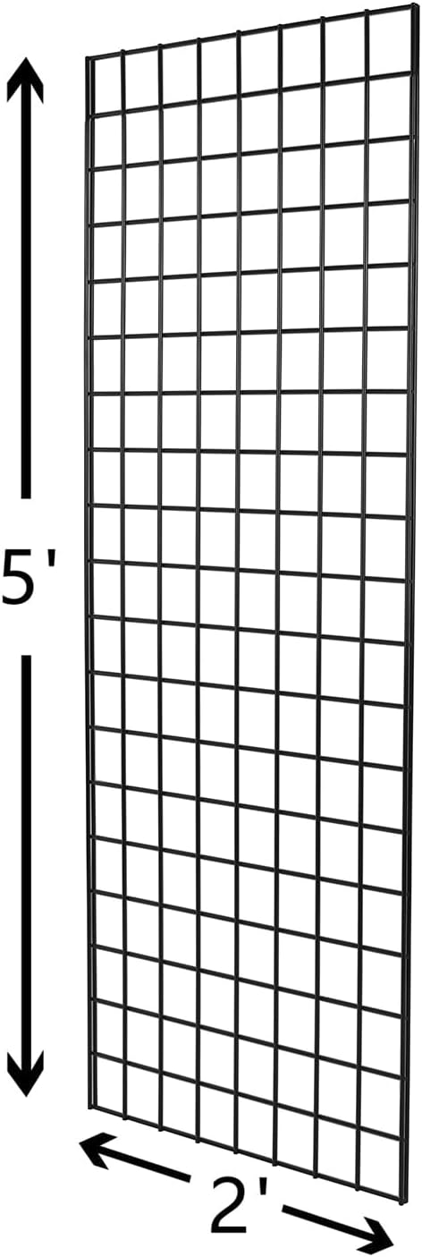 NEESEEYEE Heavy Duty Commercial Grade Gridwall Panels – Grid Panel for Any Retail Display, 2’ Width x 5’ Height, 3 Gridwall Panels Per Carton (Black Finish)